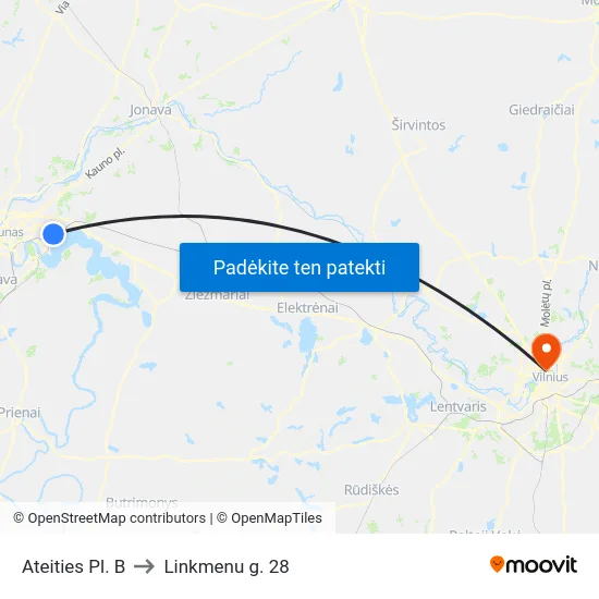 Ateities Pl. B to Linkmenu g. 28 map