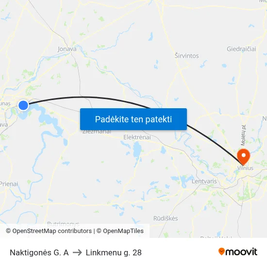 Naktigonės G. A to Linkmenu g. 28 map
