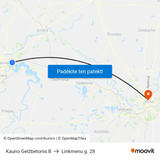 Kauno Gelžbetonis B to Linkmenu g. 28 map