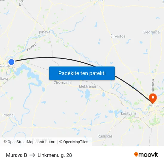 Murava B to Linkmenu g. 28 map