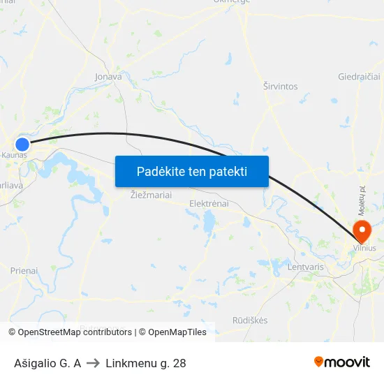 Ašigalio G. A to Linkmenu g. 28 map