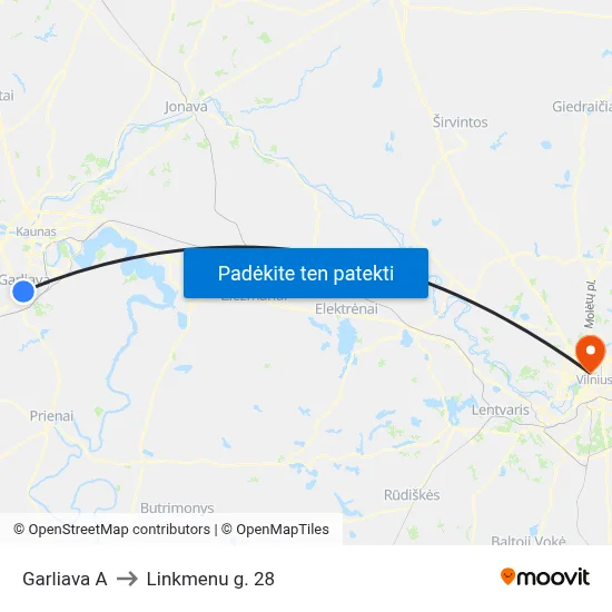 Garliava A to Linkmenu g. 28 map
