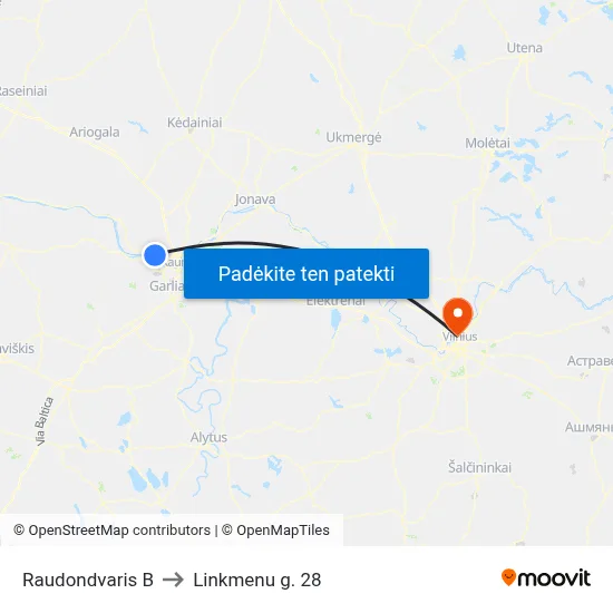 Raudondvaris B to Linkmenu g. 28 map
