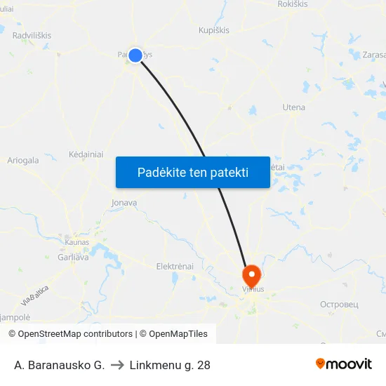 A. Baranausko G. to Linkmenu g. 28 map