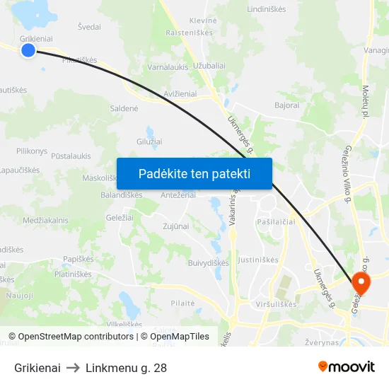 Grikienai to Linkmenu g. 28 map