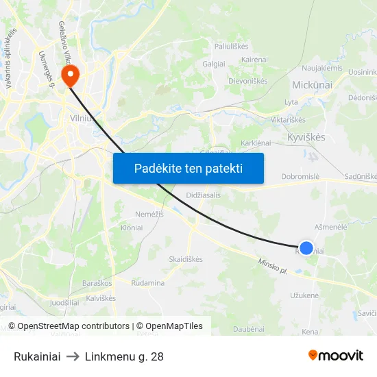 Rukainiai to Linkmenu g. 28 map