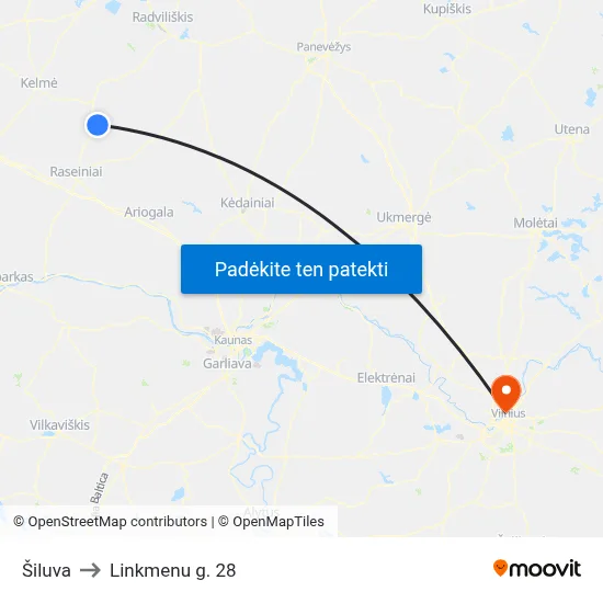 Šiluva to Linkmenu g. 28 map