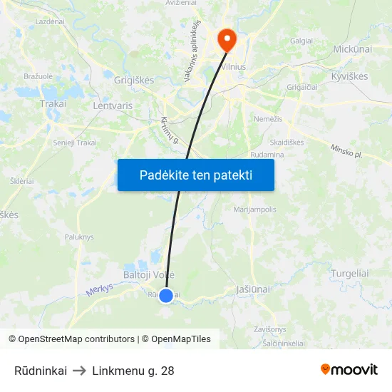 Rūdninkai to Linkmenu g. 28 map