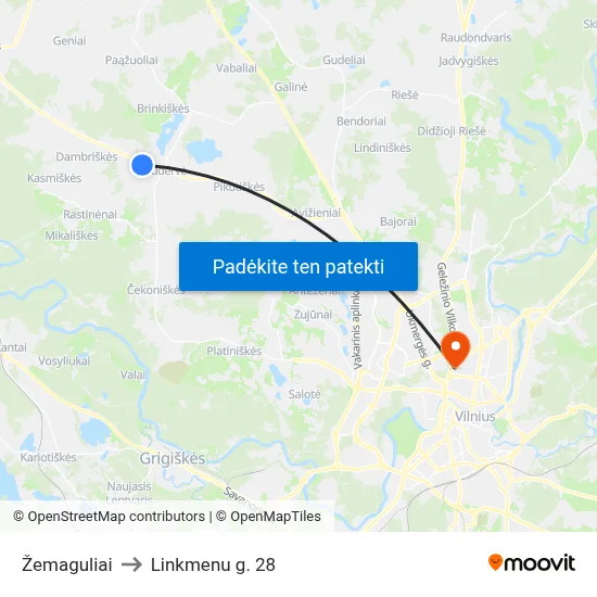 Žemaguliai to Linkmenu g. 28 map