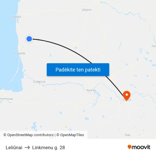 Leliūnai to Linkmenu g. 28 map