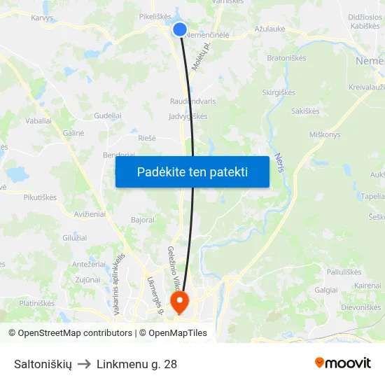 Saltoniškių to Linkmenu g. 28 map