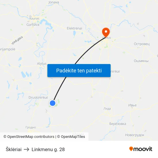 Šklėriai to Linkmenu g. 28 map