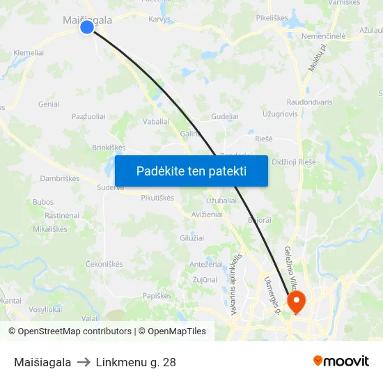 Maišiagala to Linkmenu g. 28 map