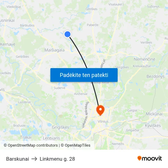 Barskunai to Linkmenu g. 28 map
