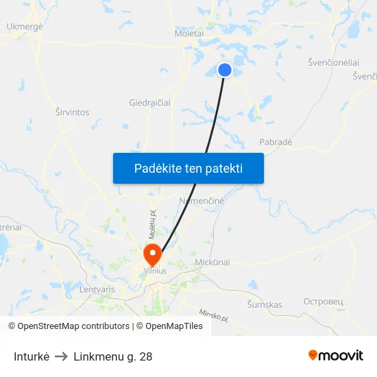 Inturkė to Linkmenu g. 28 map