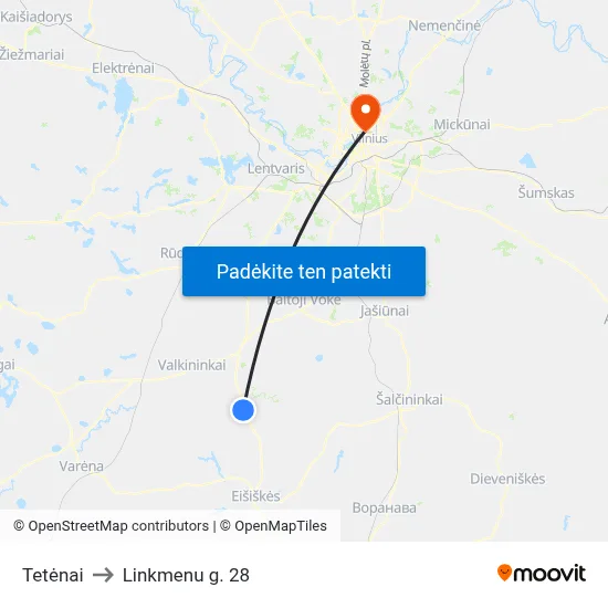 Tetėnai to Linkmenu g. 28 map
