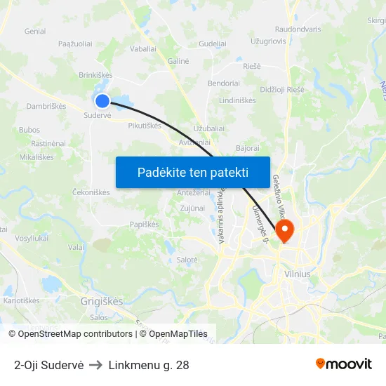 2-Oji Sudervė to Linkmenu g. 28 map