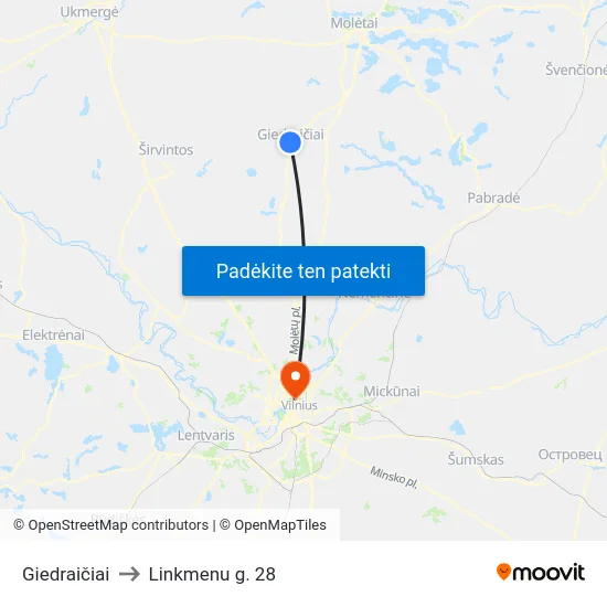 Giedraičiai to Linkmenu g. 28 map