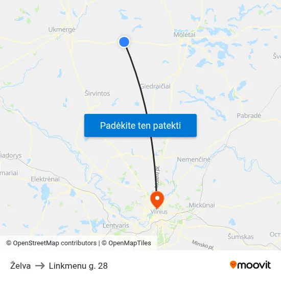 Želva to Linkmenu g. 28 map