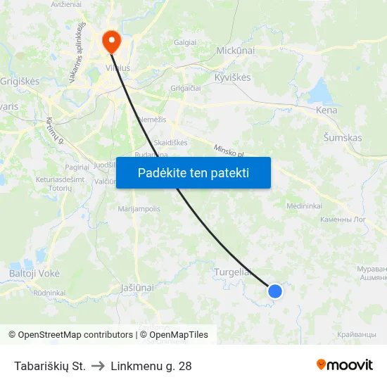 Tabariškių St. to Linkmenu g. 28 map