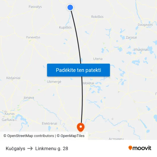 Kučgalys to Linkmenu g. 28 map