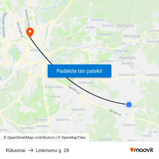 Rūkainiai to Linkmenu g. 28 map