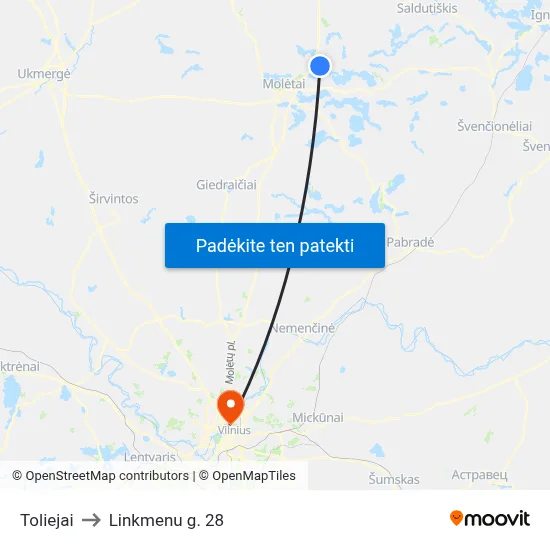 Toliejai to Linkmenu g. 28 map