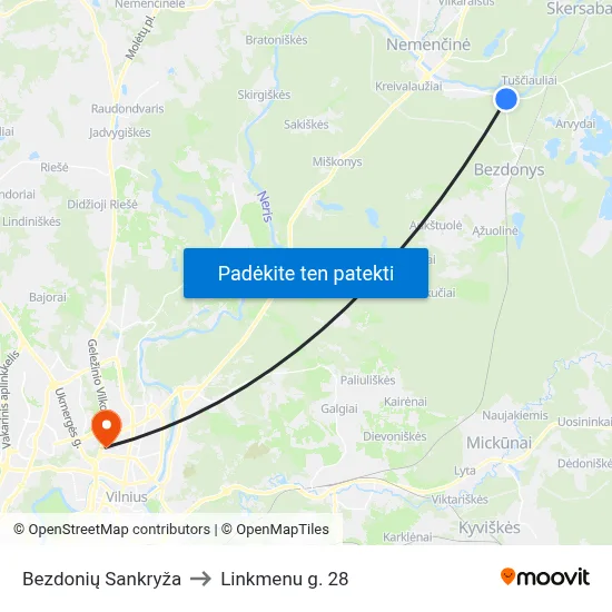 Bezdonių Sankryža to Linkmenu g. 28 map