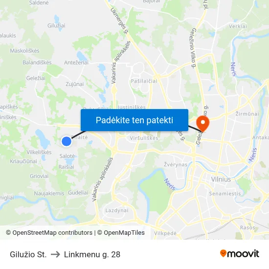 Gilužio St. to Linkmenu g. 28 map