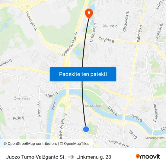 Juozo Tumo-Vaižganto St. to Linkmenu g. 28 map