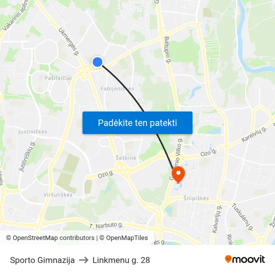 Sporto Gimnazija to Linkmenu g. 28 map