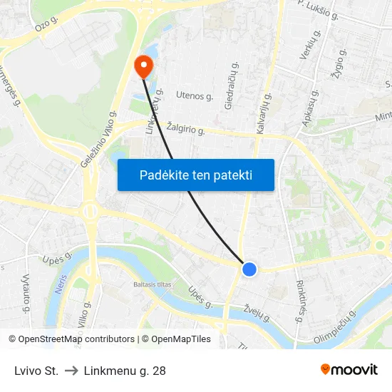 Lvivo St. to Linkmenu g. 28 map