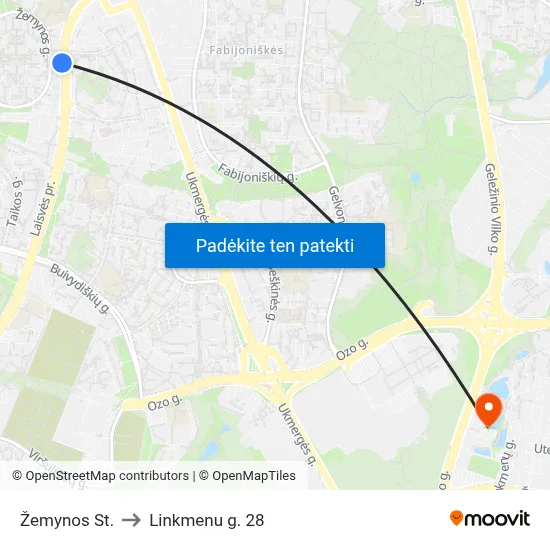 Žemynos St. to Linkmenu g. 28 map