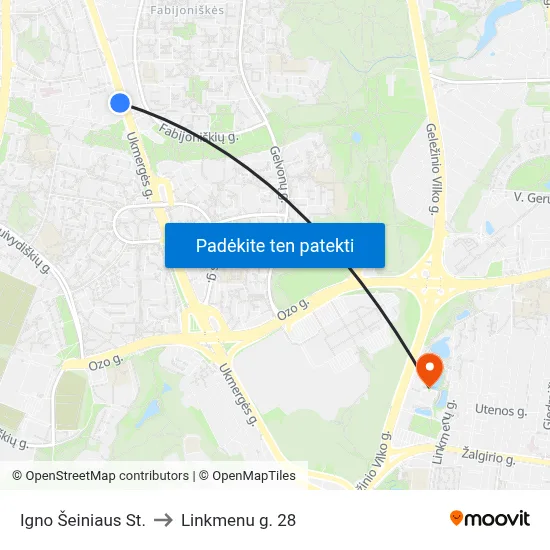 Igno Šeiniaus St. to Linkmenu g. 28 map