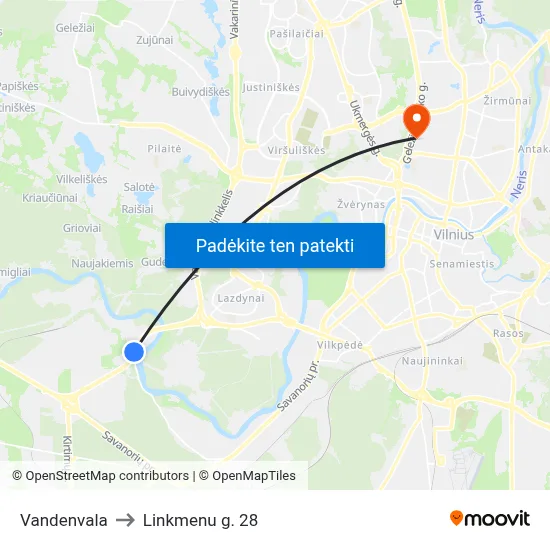 Vandenvala to Linkmenu g. 28 map
