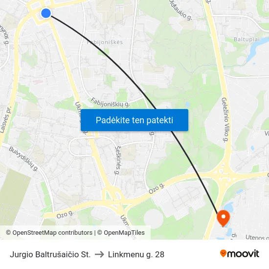 Jurgio Baltrušaičio St. to Linkmenu g. 28 map