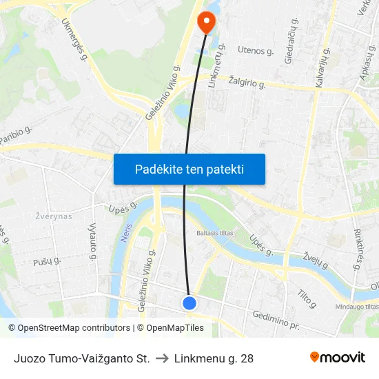 Juozo Tumo-Vaižganto St. to Linkmenu g. 28 map