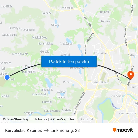 Karveliškių Kapinės to Linkmenu g. 28 map