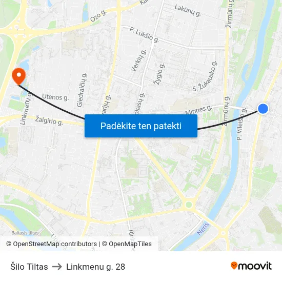 Šilo Tiltas to Linkmenu g. 28 map