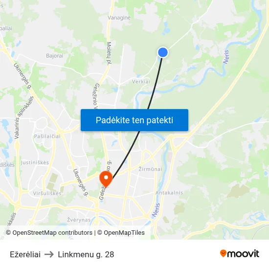 Ežerėliai to Linkmenu g. 28 map