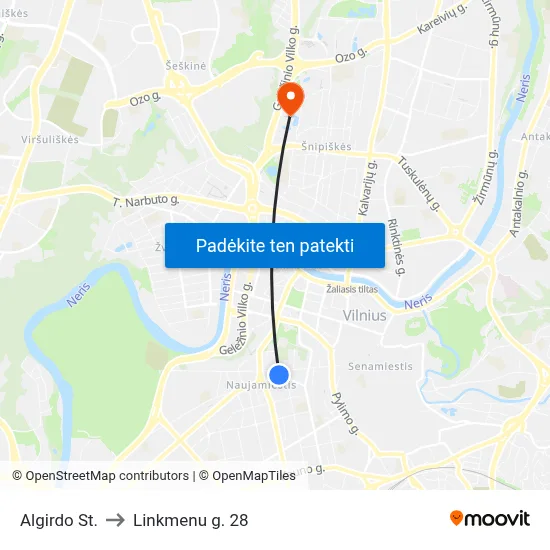 Algirdo St. to Linkmenu g. 28 map