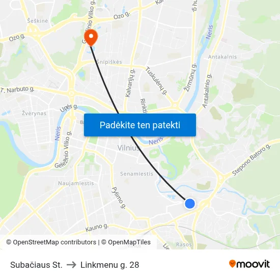 Subačiaus St. to Linkmenu g. 28 map