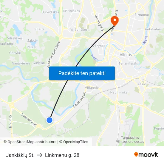 Jankiškių St. to Linkmenu g. 28 map