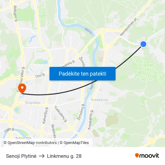 Senoji Plytinė to Linkmenu g. 28 map