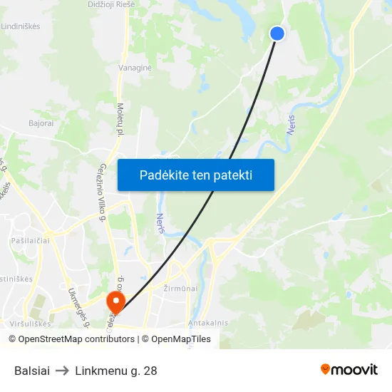 Balsiai to Linkmenu g. 28 map