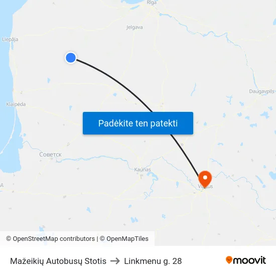 Mažeikių Autobusų Stotis to Linkmenu g. 28 map