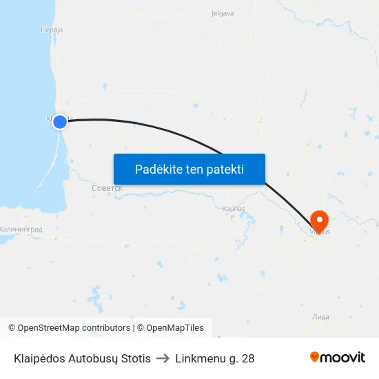 Klaipėdos Autobusų Stotis to Linkmenu g. 28 map
