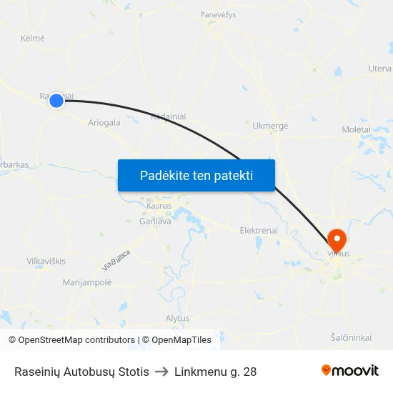 Raseinių Autobusų Stotis to Linkmenu g. 28 map