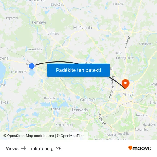 Vievis to Linkmenu g. 28 map