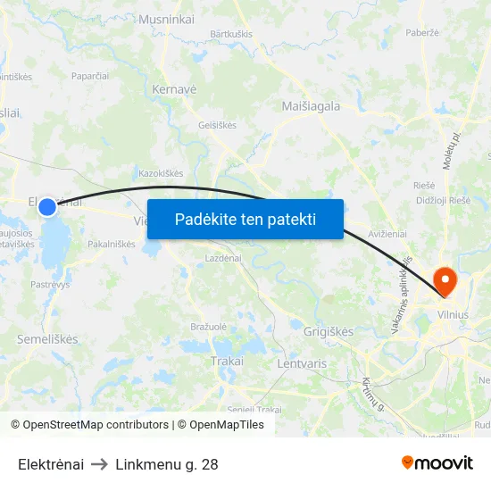 Elektrėnai to Linkmenu g. 28 map